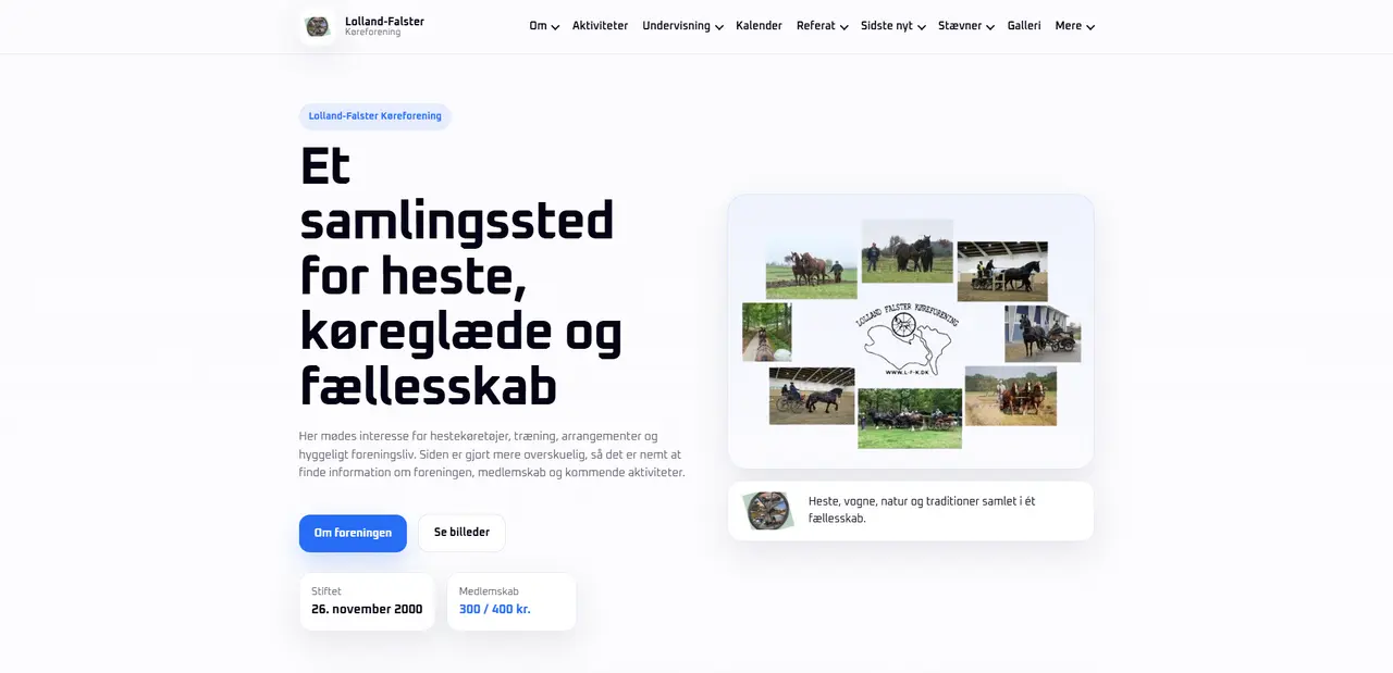 Visuel præsentation af Lolland Falster Køreforening